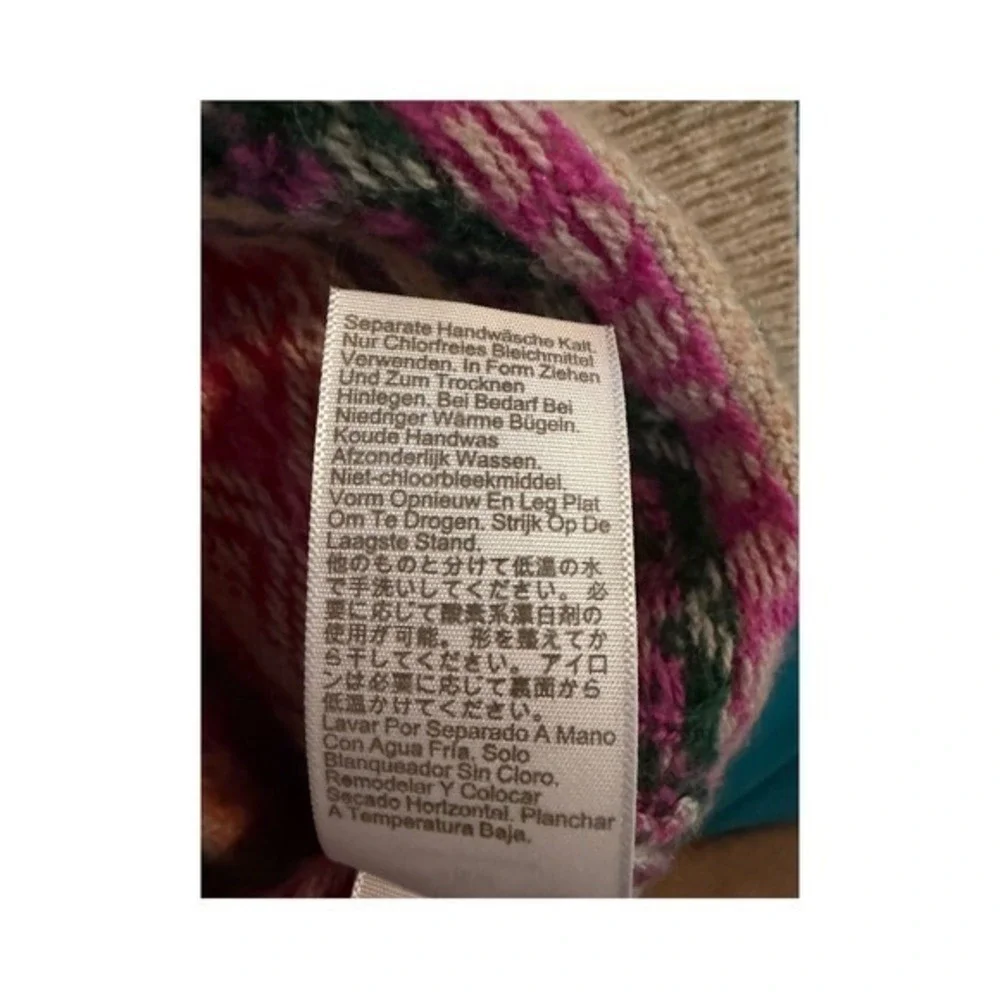 J. Crew Puff Sleeve‎ Fair Isle Crewneck Sweater Floral Cherry Print XL